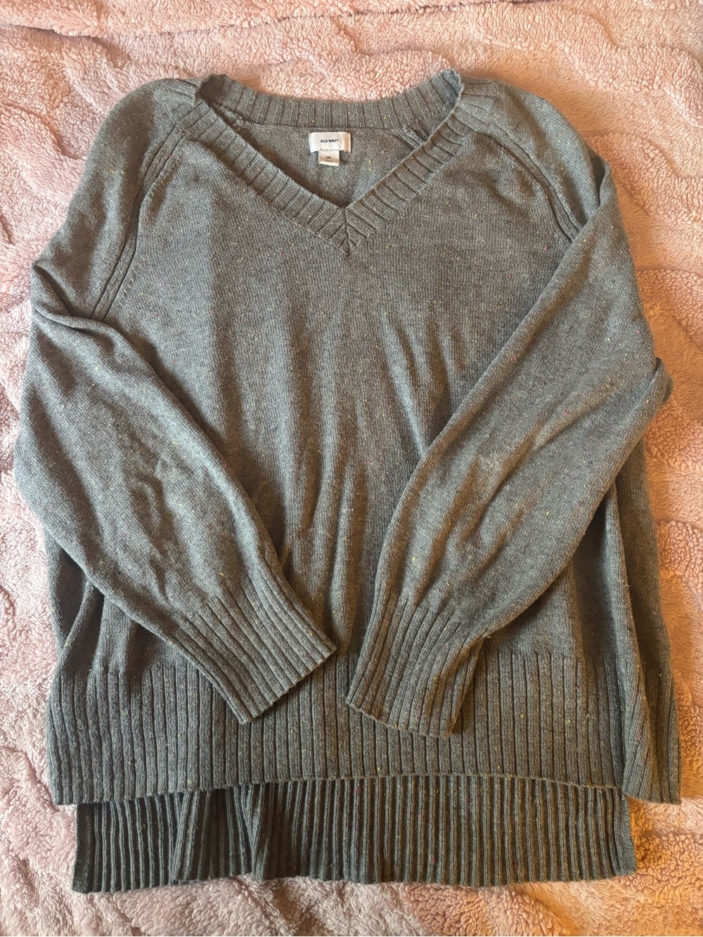 Old Navy Gray Speckled Knit Sweater XXL